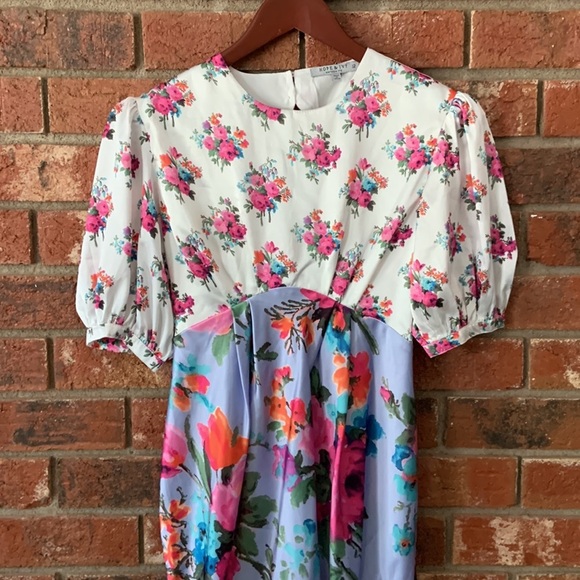 Hope & Ivy Maternity Pink Floral Midi Satin Dress - Picture 6 of 9